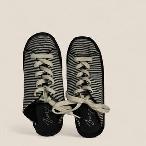 Black and White Striped Women's Mules